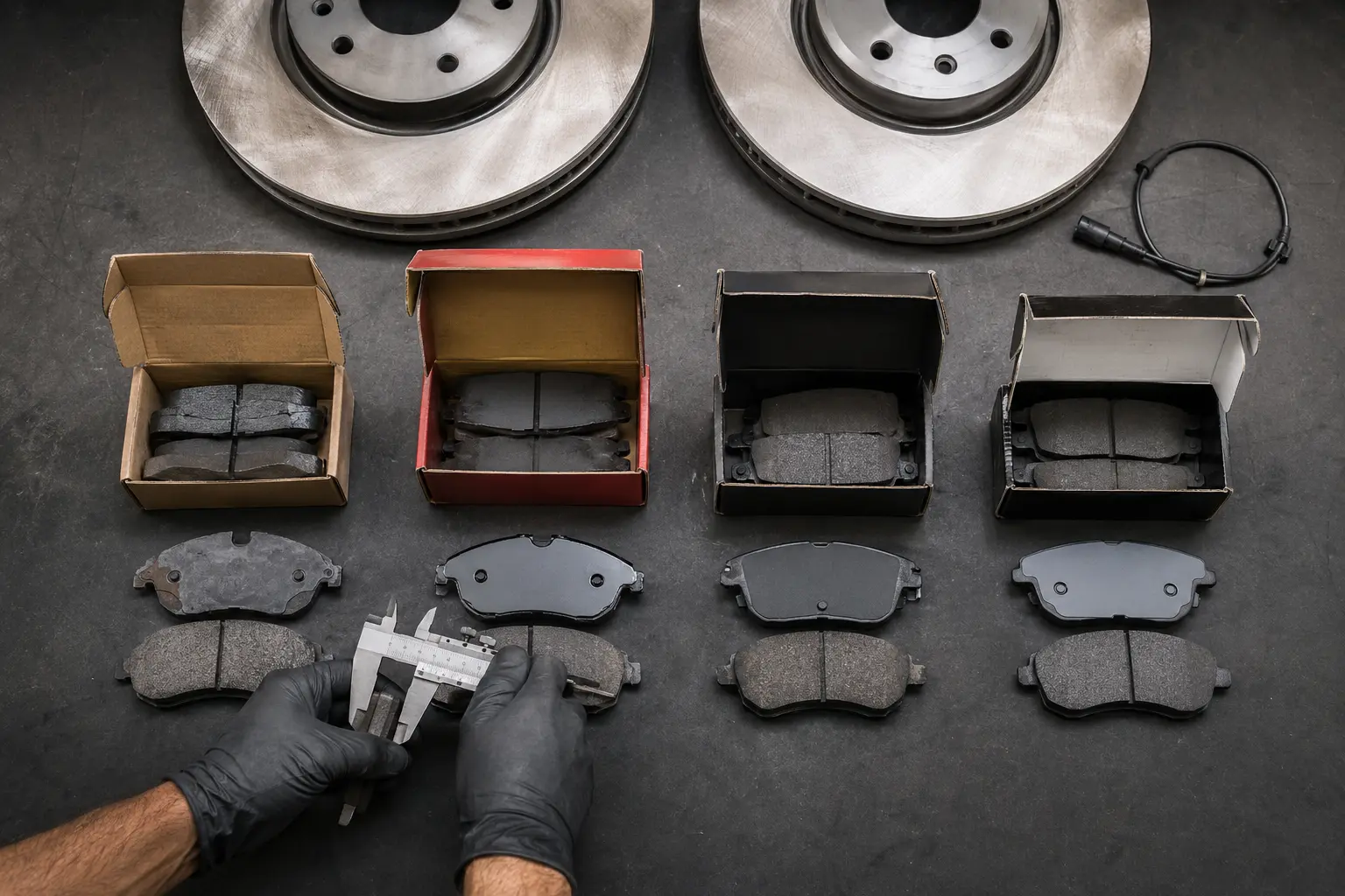 Brake pad quality options compared per complete axle