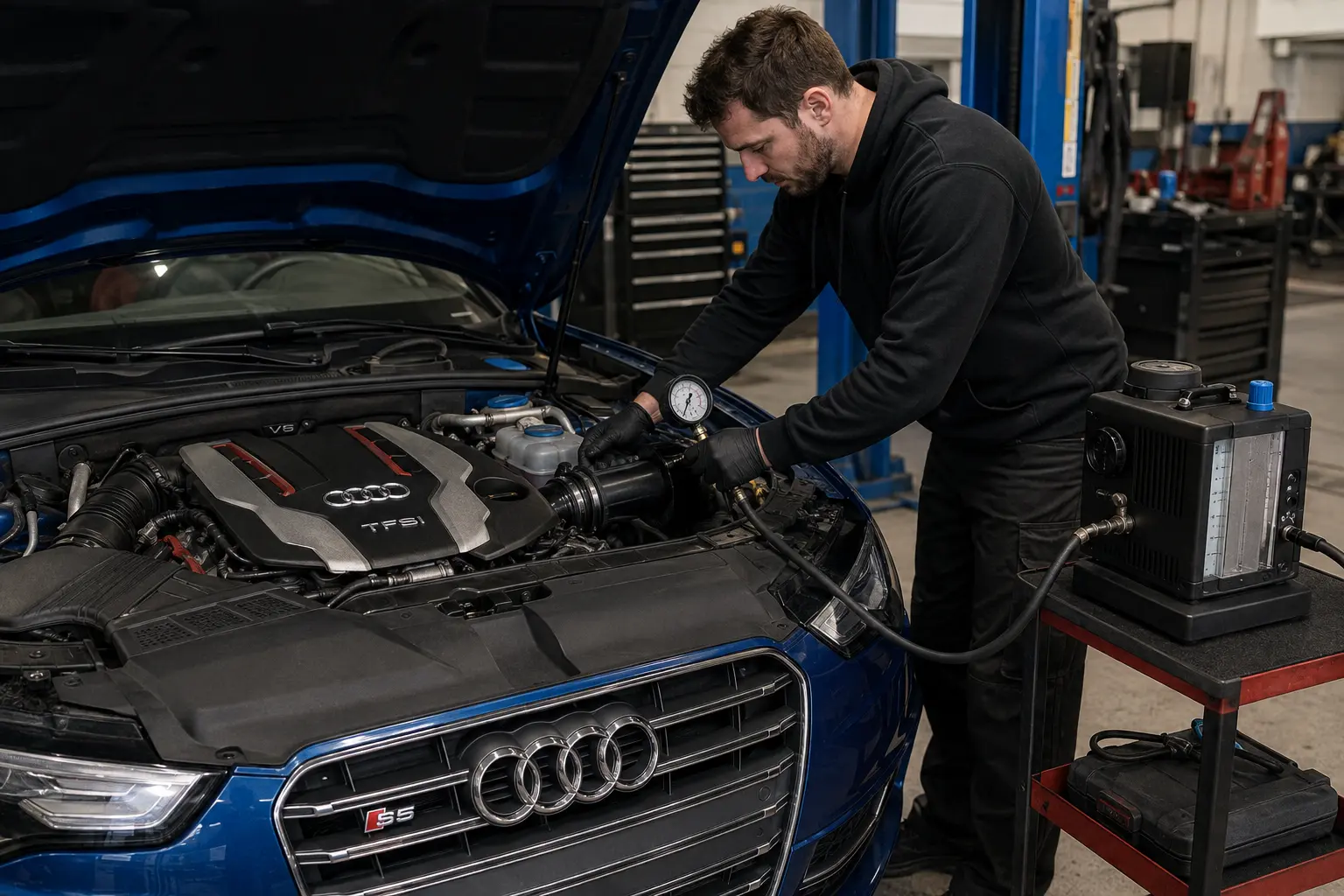 Pressure test on an Audi intake and boost system
