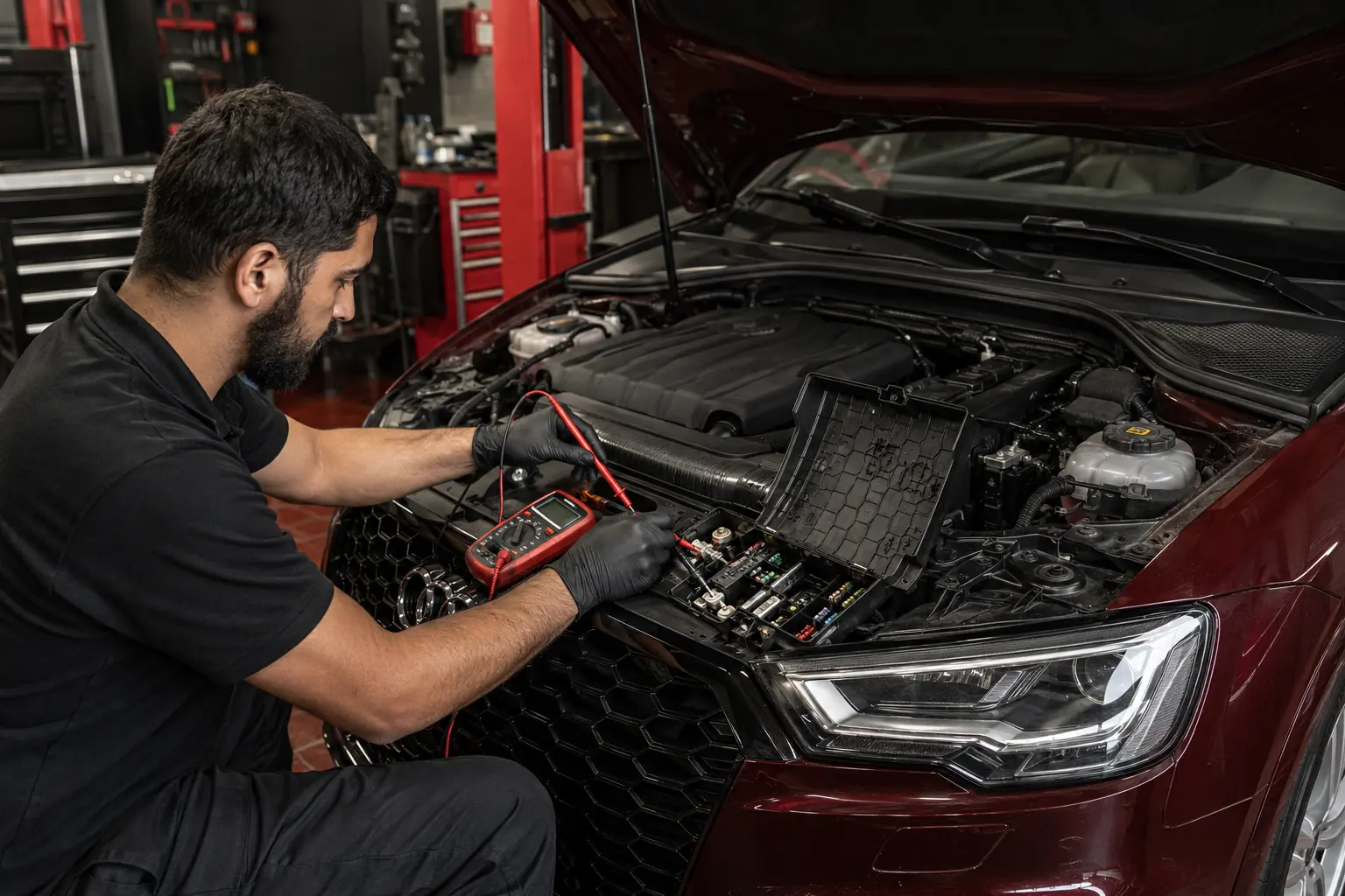 Audi fuse and power distribution voltage-drop test