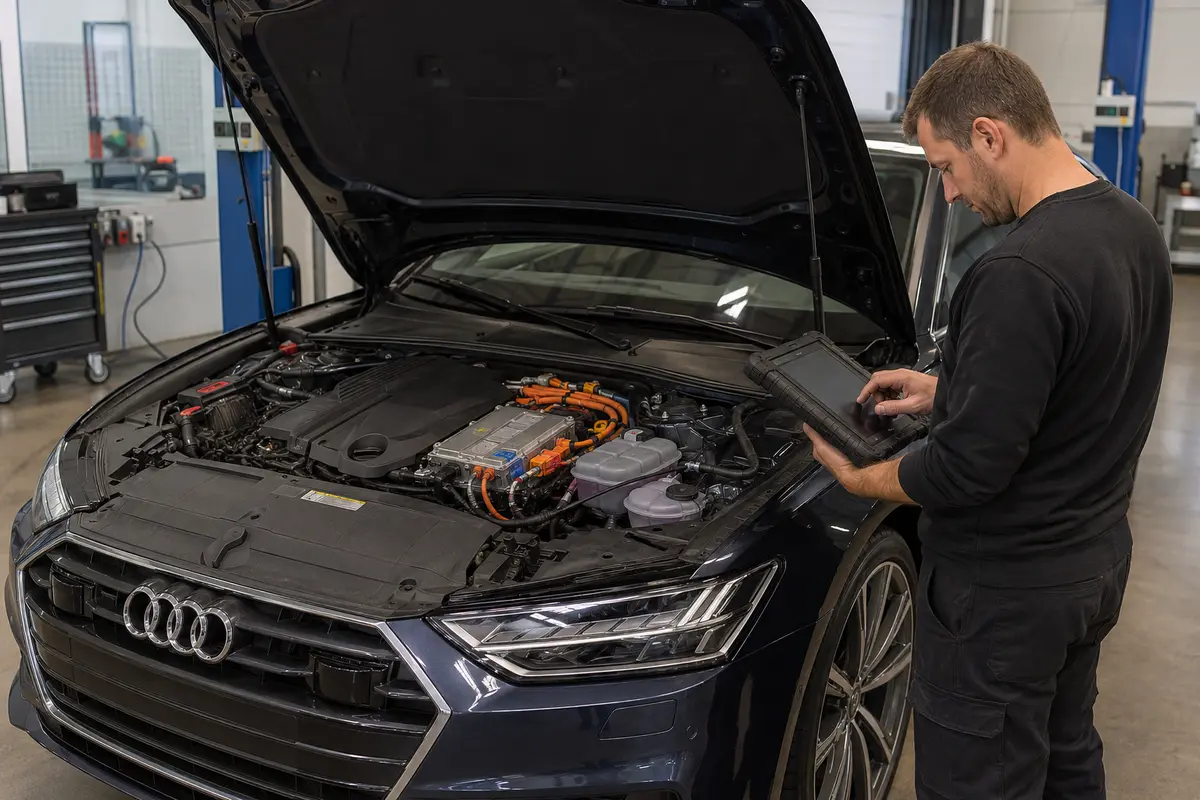Audi 48-volt belt starter-generator system identified and diagnosed safely