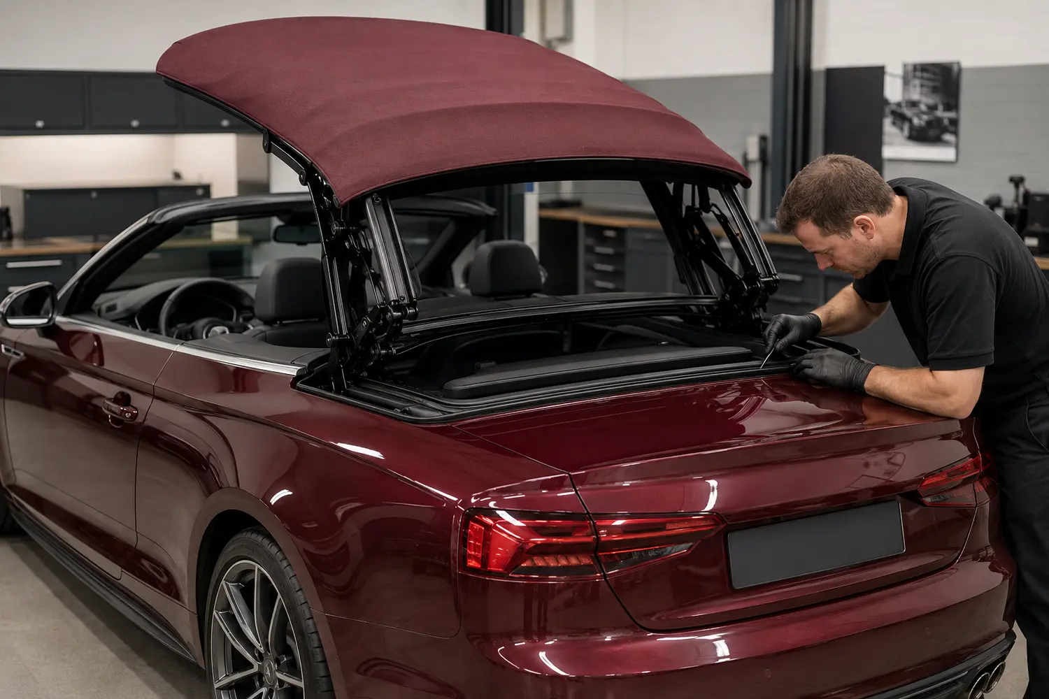 Audi A5 Cabriolet roof seal and drain inspection