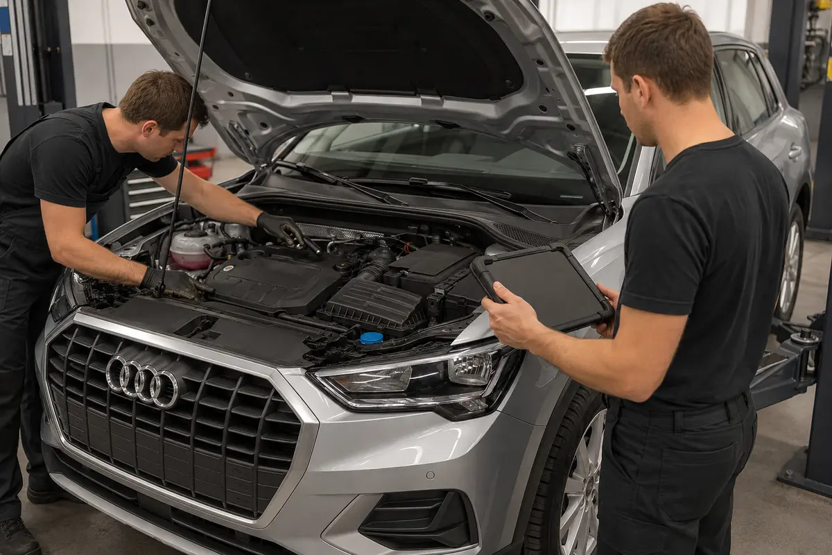 Final Audi alternator, belt alignment and charging-output verification