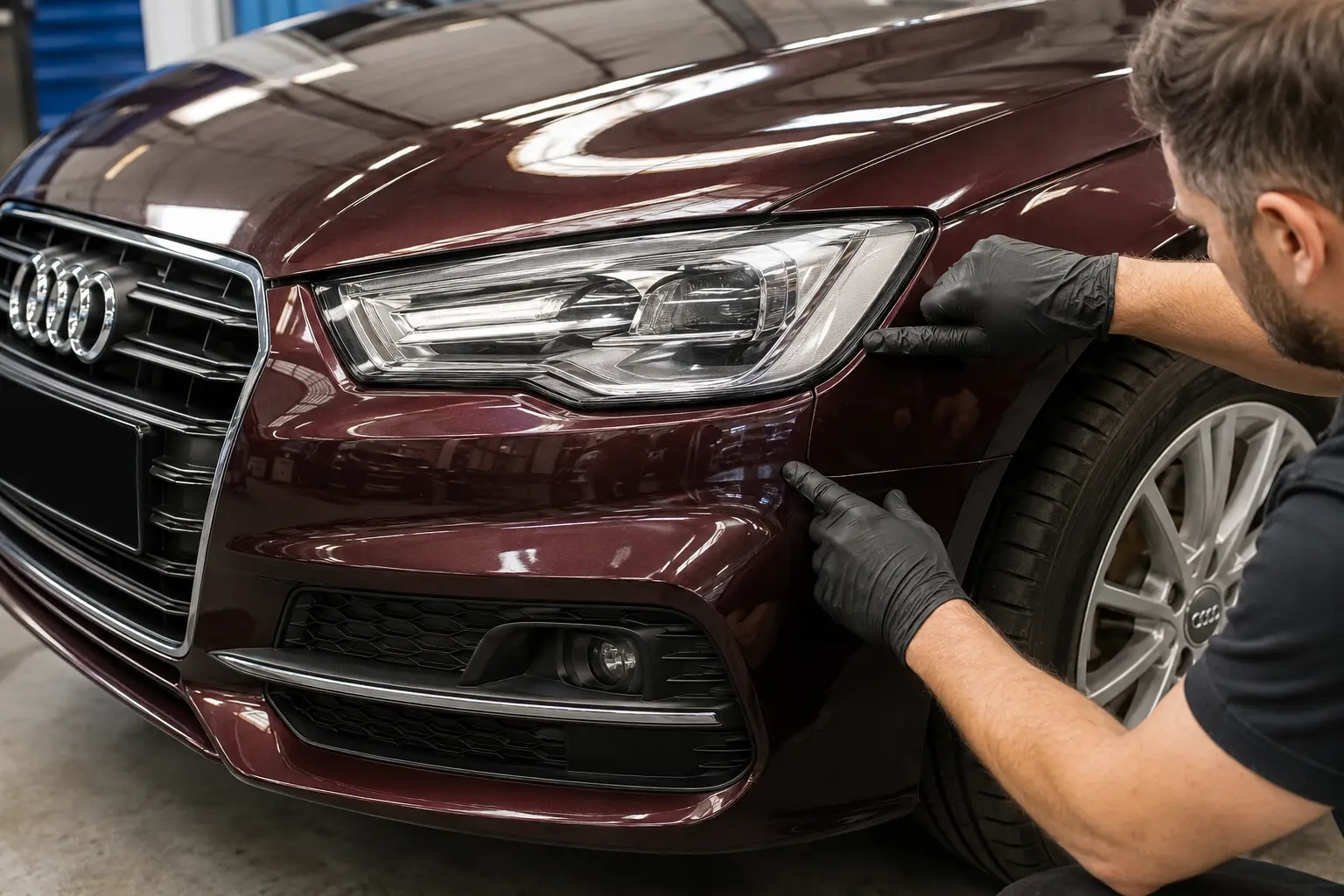 Audi bumper panel gap and mounting check