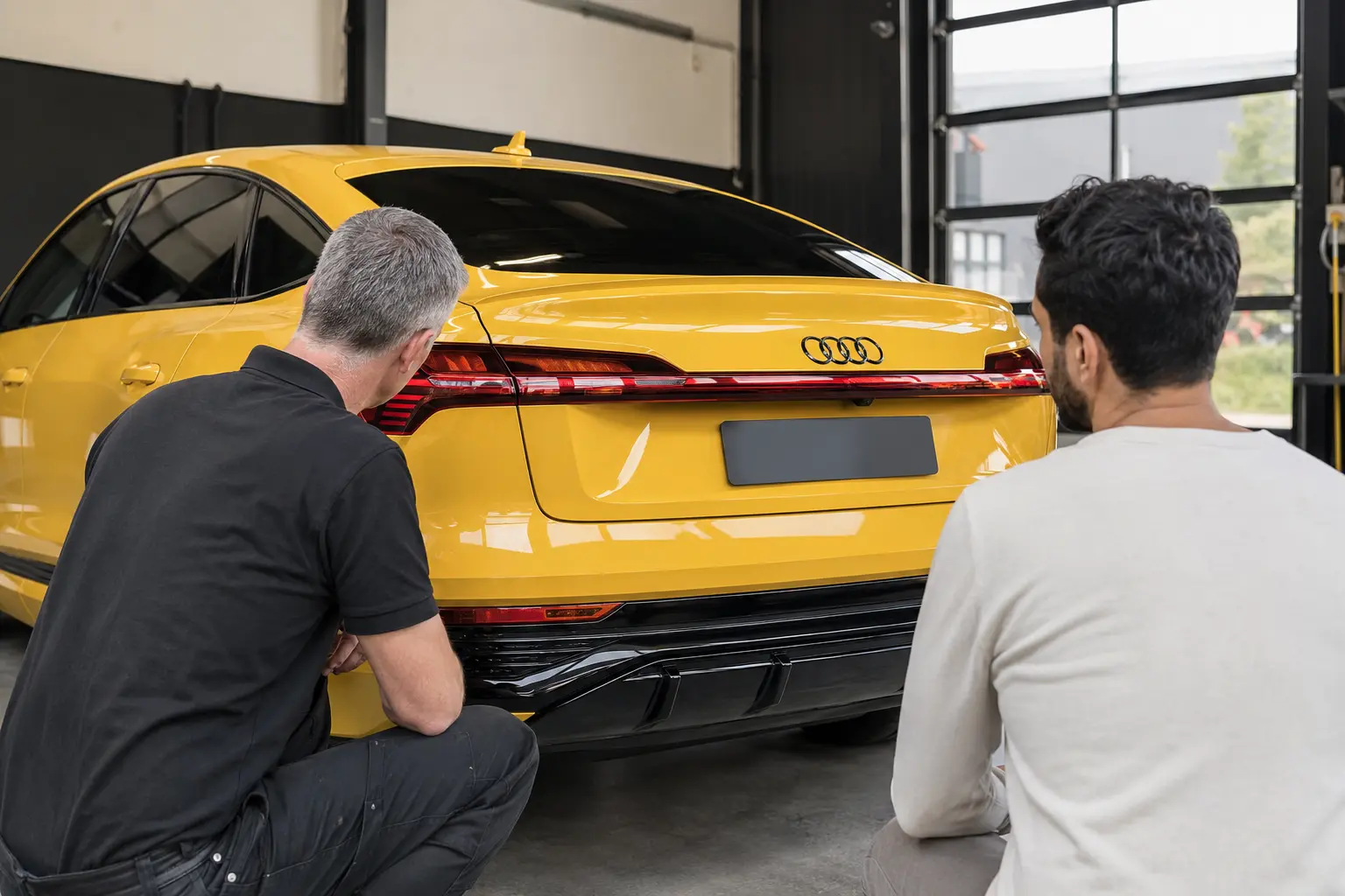 Repaired Audi bumper inspected at final handover
