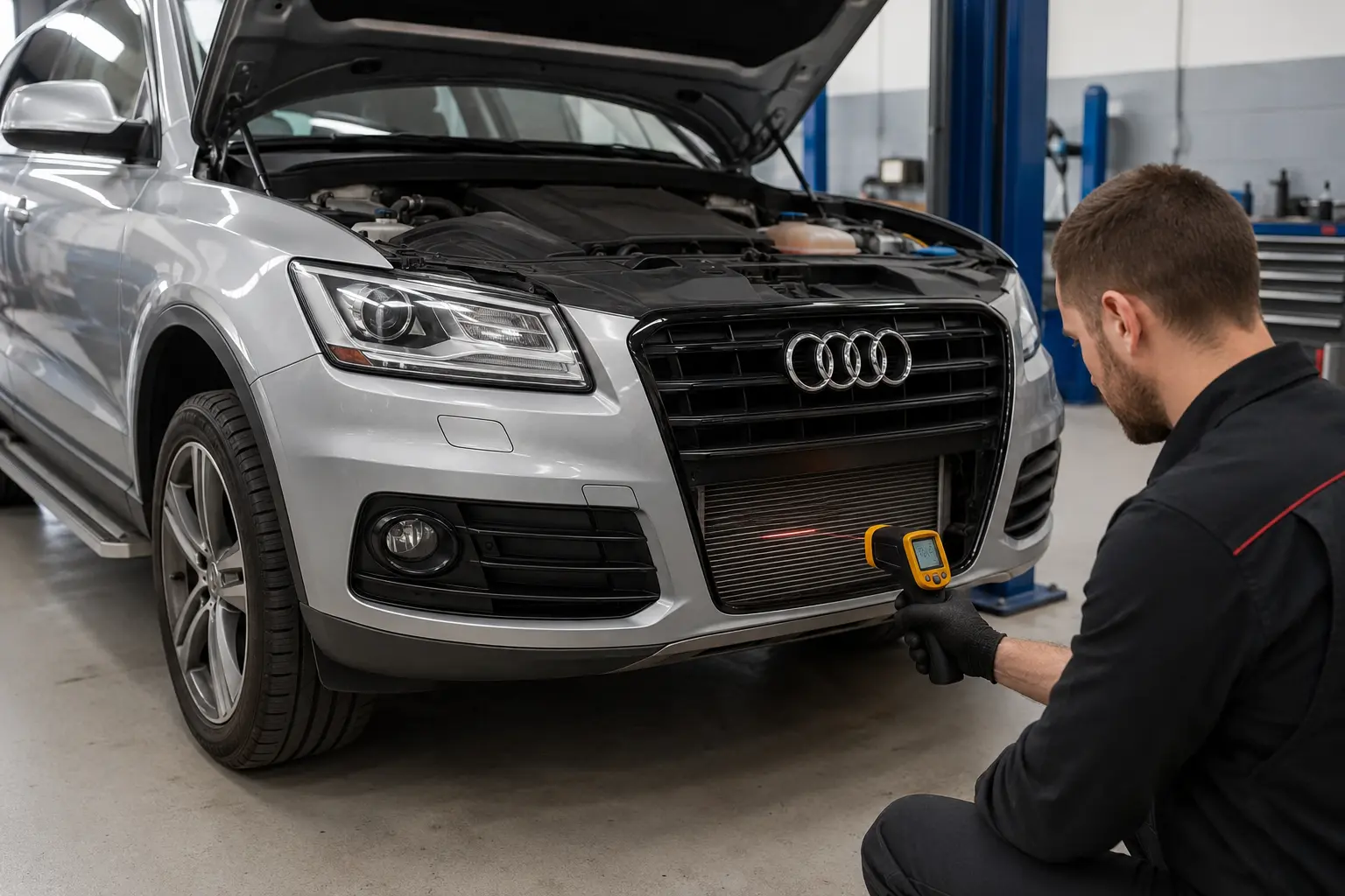 Audi radiator airflow and temperature distribution check